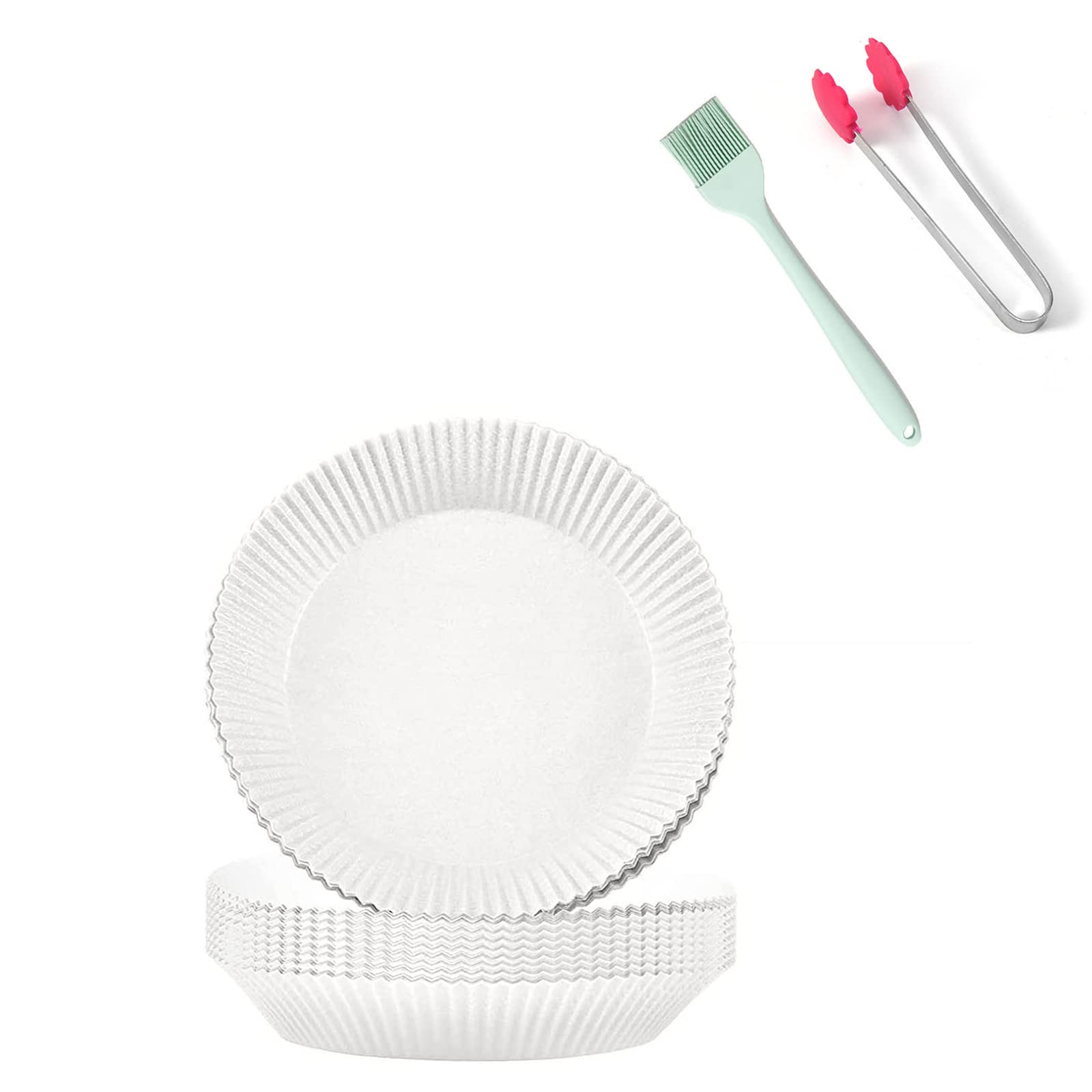 KnjoFly Air Fryer Disposable Paper Liner - Parchment Paper for Baking for Air Fryer Oil-Proof, Water-Proof, Food Grade Parchment for Baking Roasting Microwave (50pcs White,6.5 inch)