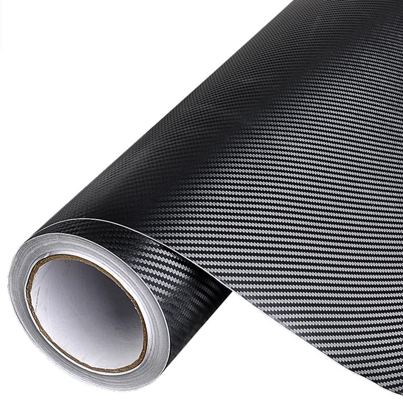 Rolka folii winylowej imitującej włókno węglowe, Okład winylowy 3D z włókna węglowego wielokolorowy 10-30x127 cm do motocykla samochodowego(Black,30cmX127cm)