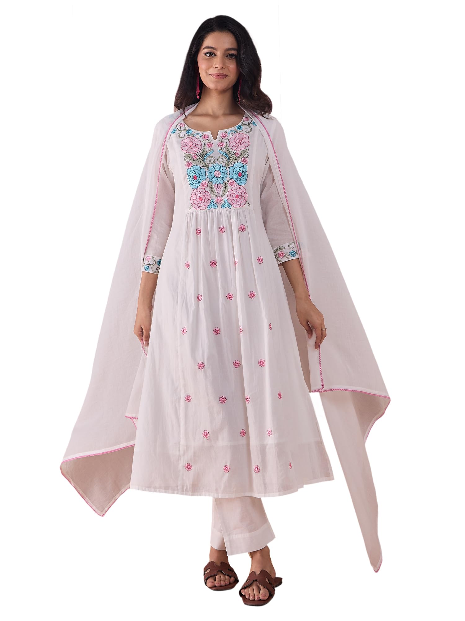 indo era Women Pure Cotton Kurta Set with Dupatta | Festive Suit Set, 12247-picture-11