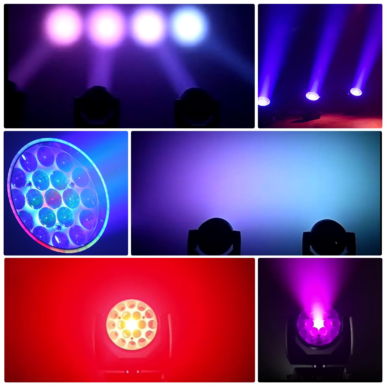 Professionelles Moving Head Bühnenlicht, 19 x 15 W RGBW LED DJ-Lichter, 17/25 Kanäle mit Zoom, DMX 512-Steuerung, Auto Run, Soundaktivierung, Wash- und Beam-Effekt für Partys (1 Packung)