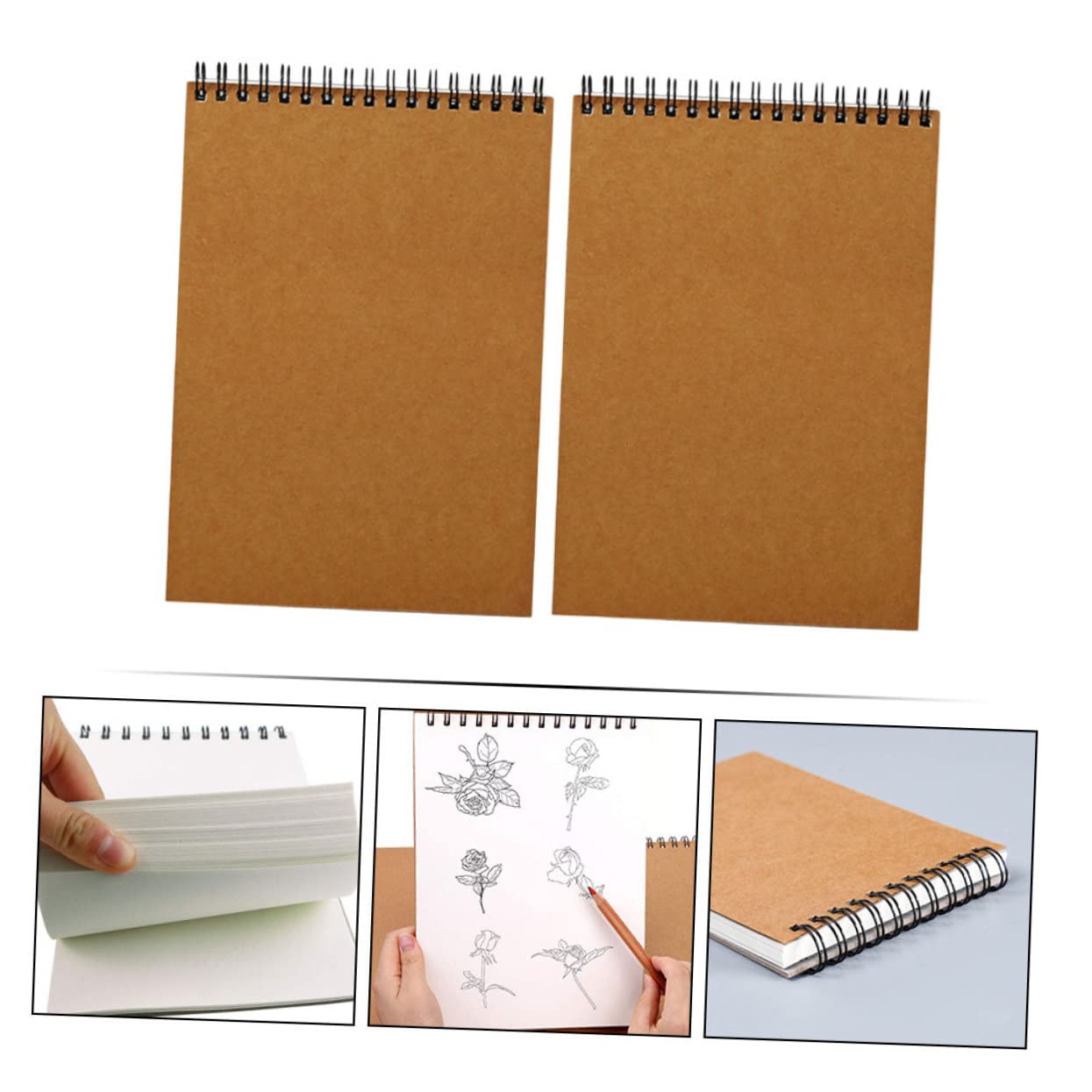 TEHAUX Carnet de Croquis à Spirale Papier Dessin Marron A4 Lot de 2