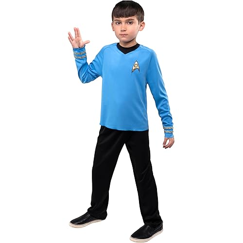 Star Trek Spock Official Youth Halloween Costume - Premium Quality Long Sleeve Top with Black Pants
