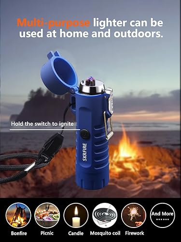 Miniatura 4 de SKRFIRE Encendedor eléctrico a prueba de viento, encendedor para exteriores, impermeable, encendedor de plasma recargable, encendedor USB,
