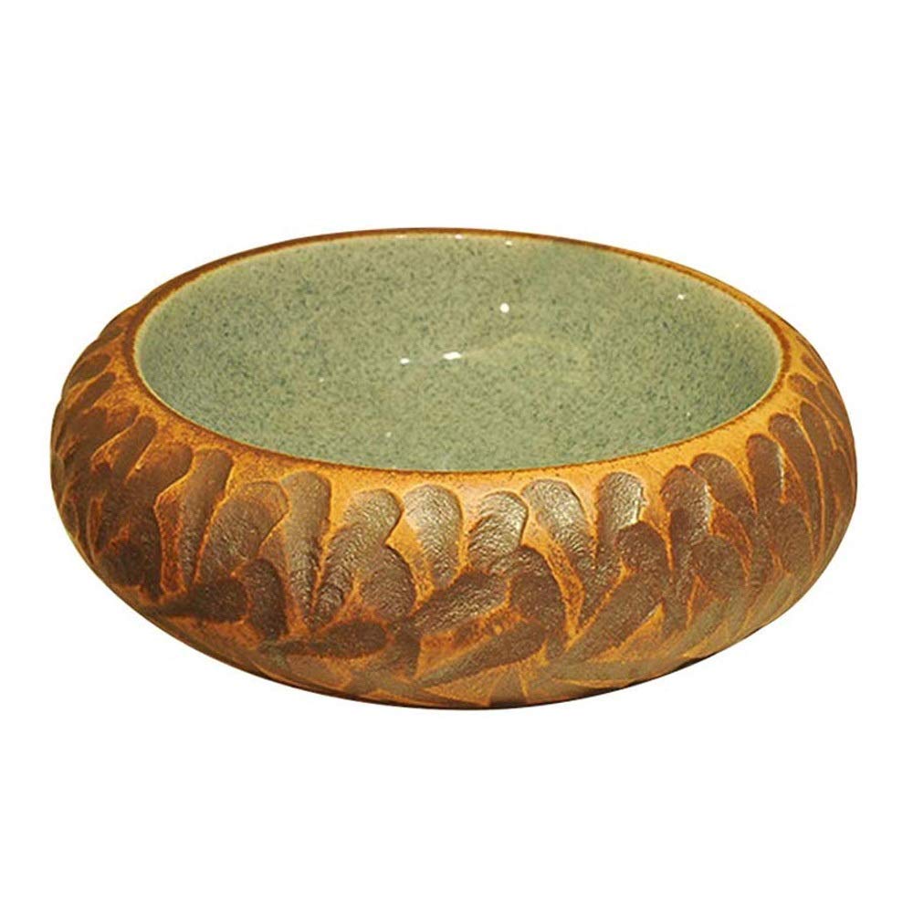 Gljtuo Household Ceramic Round Vessel Sink Antique Totem Pattern Above Counter Bathroom Lavatory Vanity Bowl Basin