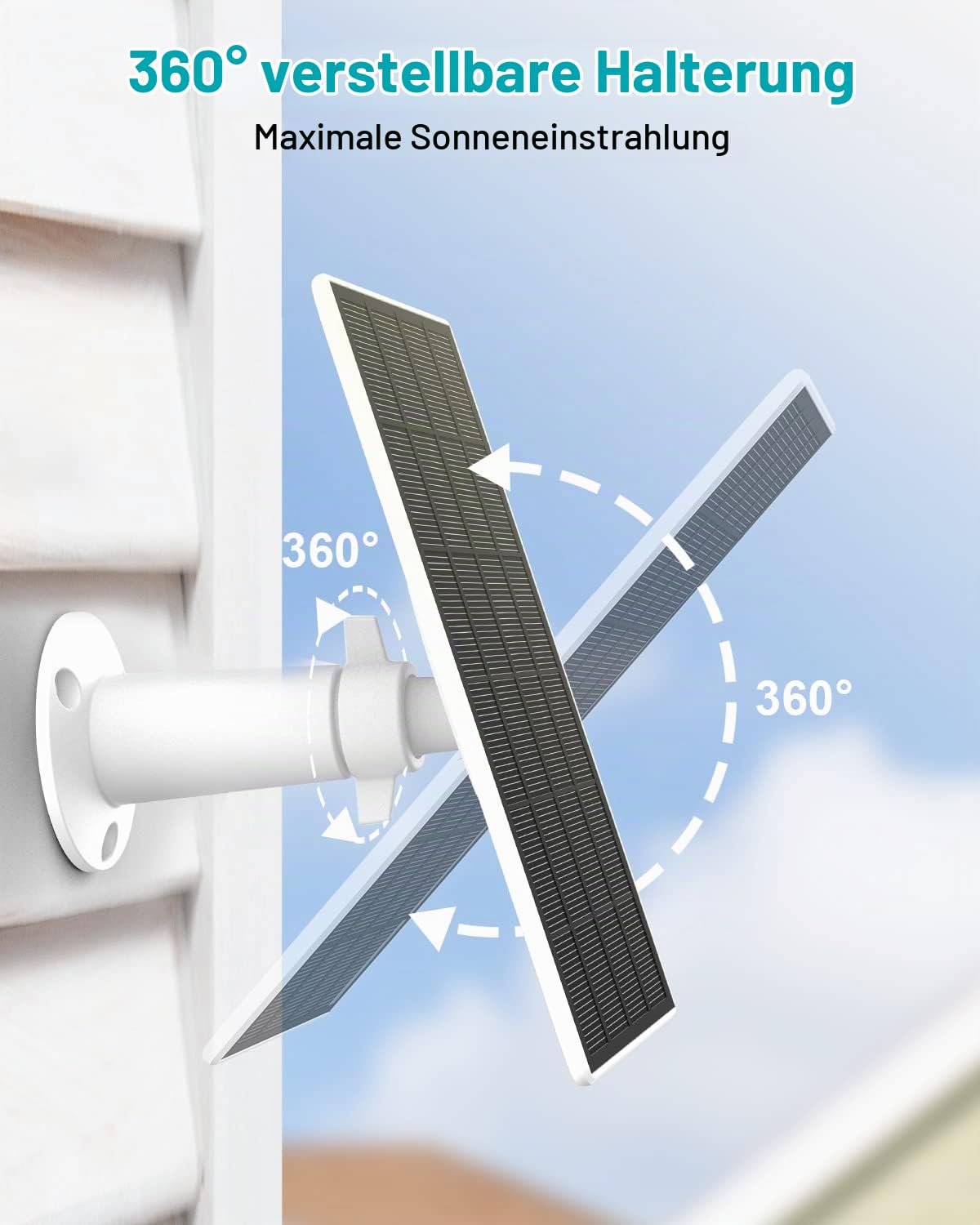 WUUK Zertifiziertes Solarpanel, kompatibel mit 2K Überwachungskamera Aussen