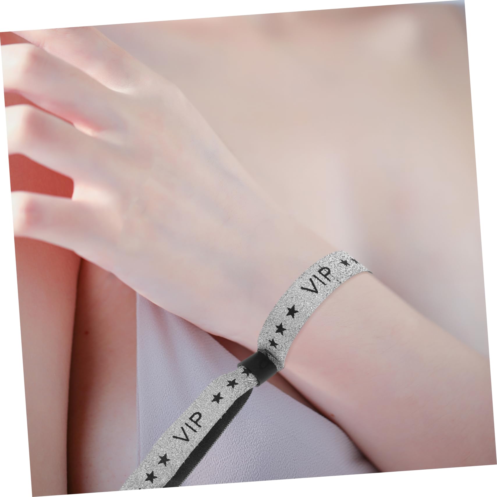 Bracelet en Tissus Personnalisable Vip 100pcs Polyester Argenté