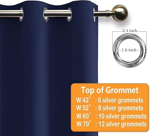Miniatura 5 de Hiasan Cortinas opacas con ojales para dormitorio, 60 x 72 pulgadas, cortinas de ventana con aislamiento térmico y bloqueo de luz para sala de