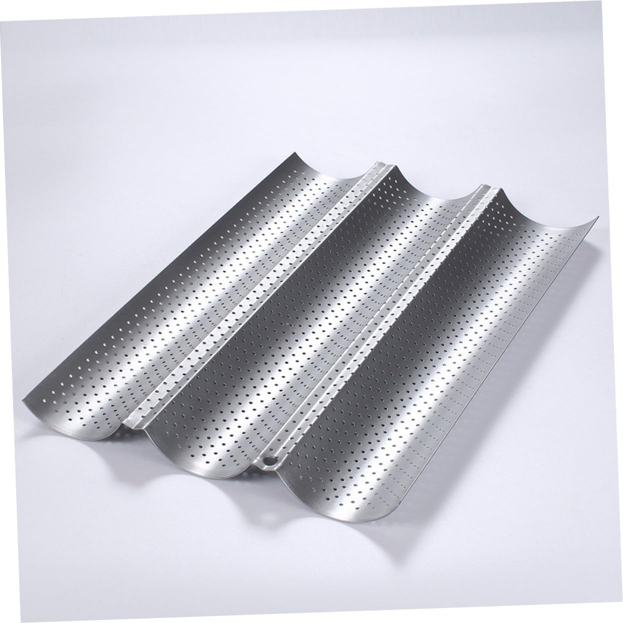 Baguette Antiadherente de para 2 Inoxidable Piezas Acero Molde Hornear Pan y Fácil de Limpiar Diseño Ondulado Plateado en para Cocina Casa