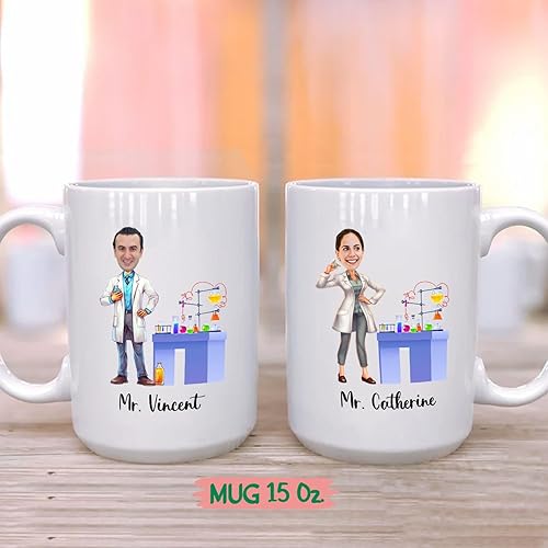 Miniatura 2 de Taza de café blanca con foto personalizada de científico facial, 11 15 onzas, científico, químico, química, estudiante, profesor, taza de café,