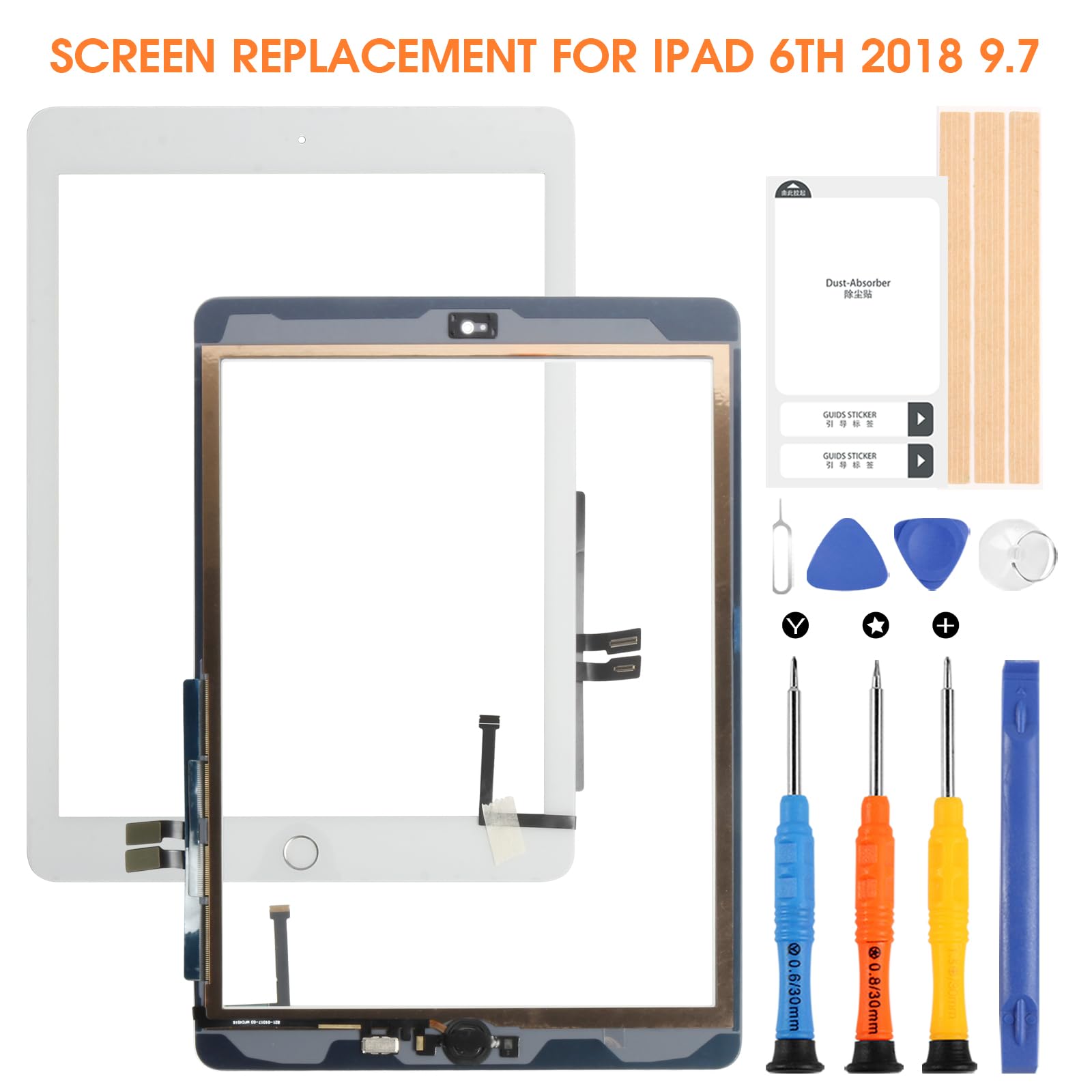Écran Tactile iPad 6th 2018 9.7" Verre A1893 A1954 Blanc avec Home Button