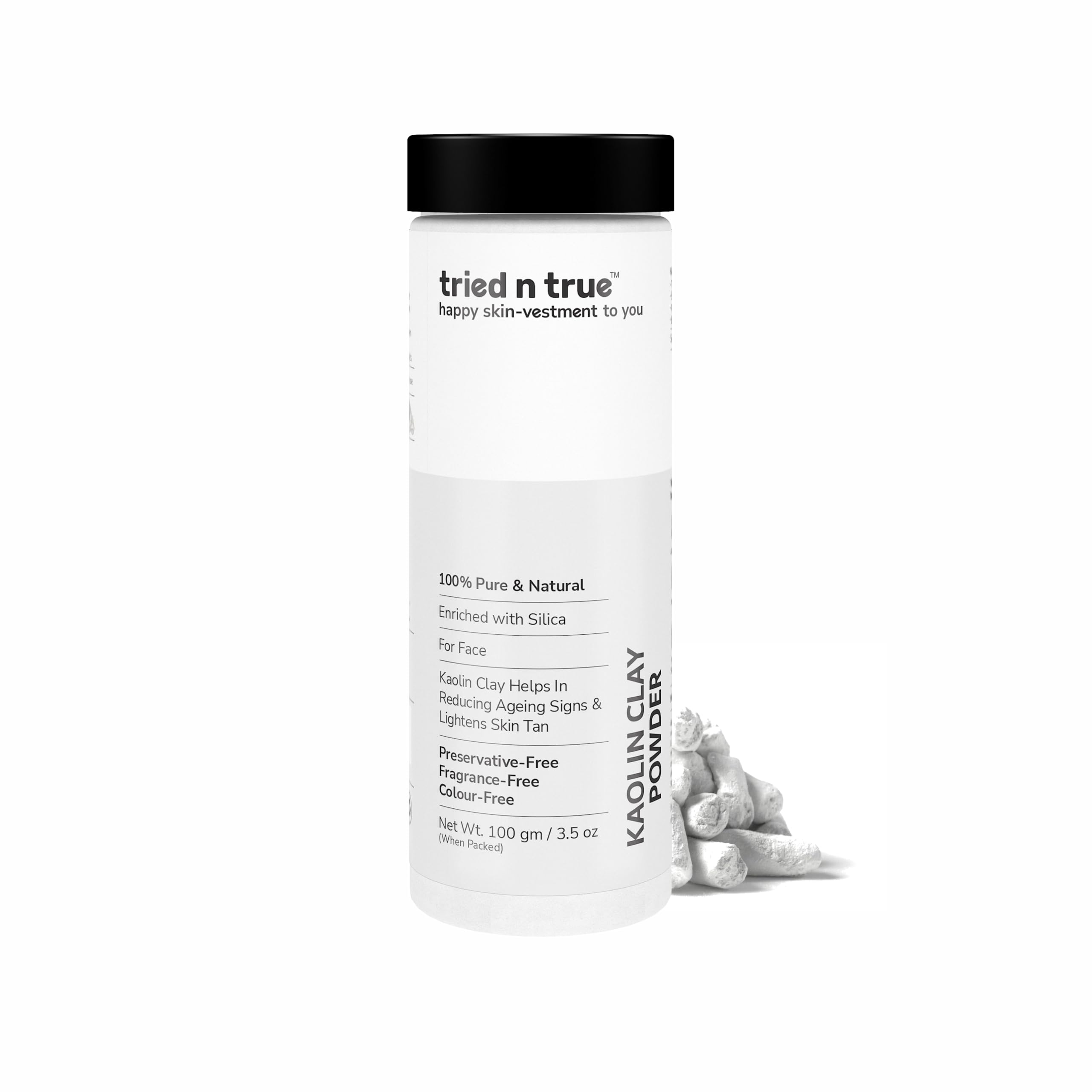 Kaolin Clay Powder for Face, White Clay, Chini Mitti, Pure and Natural Face Pack Powder for Skin Whitening and Pore Cleansing-100 gm