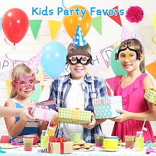 URAQT Cartoon Masks, 12Pcs Kids Marine Organism Masks, Dress Up Cute Animals Mask for Boys & Girls - Image 4