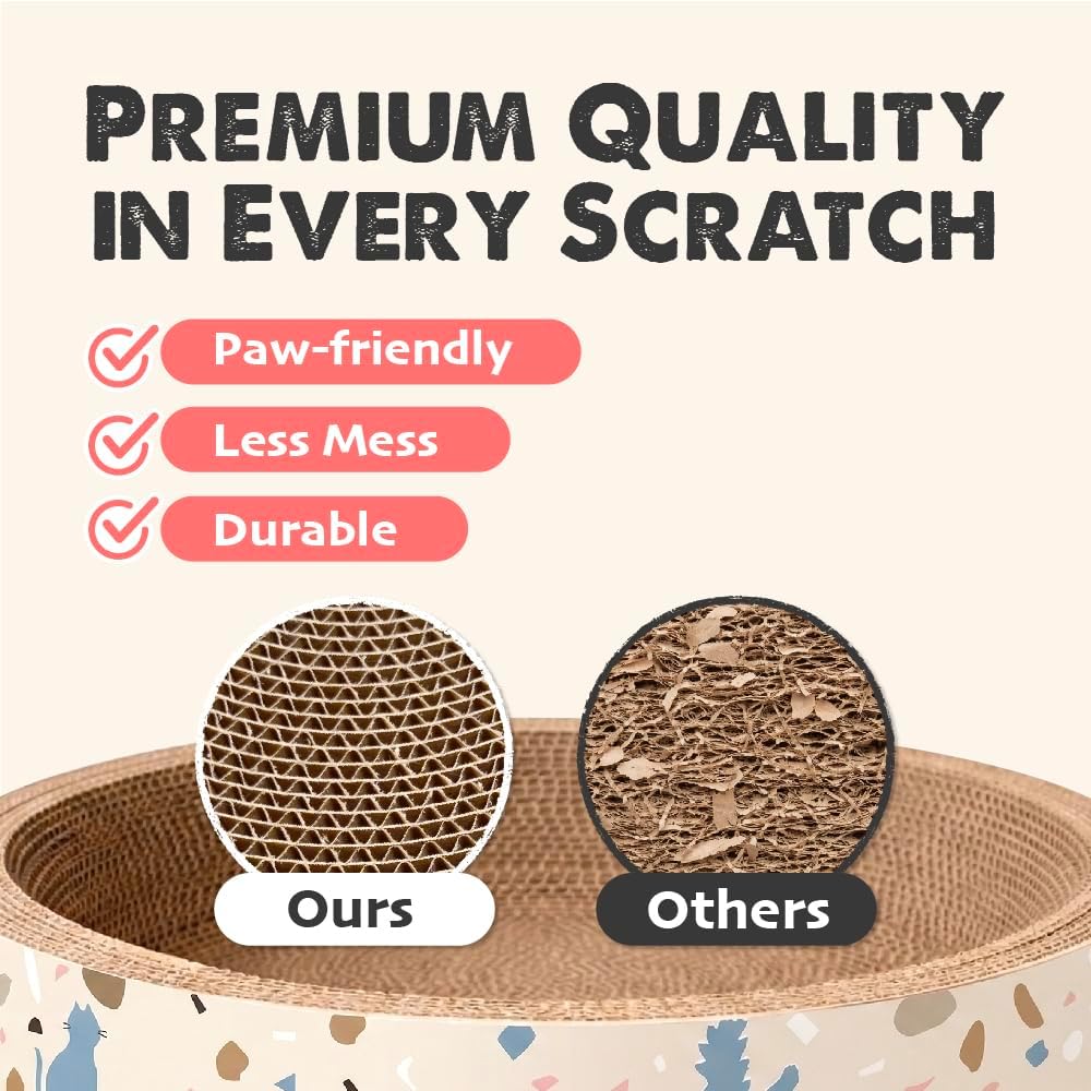 Cat Scratcher Lounge Bed | Durable Recycle Board for Furniture Protection | Cat Scratch Bowl (Black)