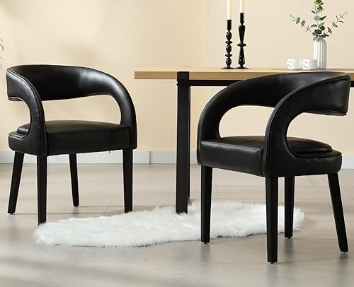 CIMOTA Juego de 2 sillas de comedor tapizadas blancas, modernas sillas de cocina y comedor, sillas de cocina Sherpa con brazosrespaldo abierto,