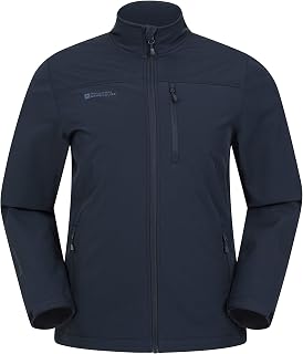 Mountain Warehouse Grasmere Mens Softshell Jacket - Water Resistant Raincoat, Breathable Mens Coat, Lightweight Jacket, Bonded Fabric - Ideal for Spring Dark Blue