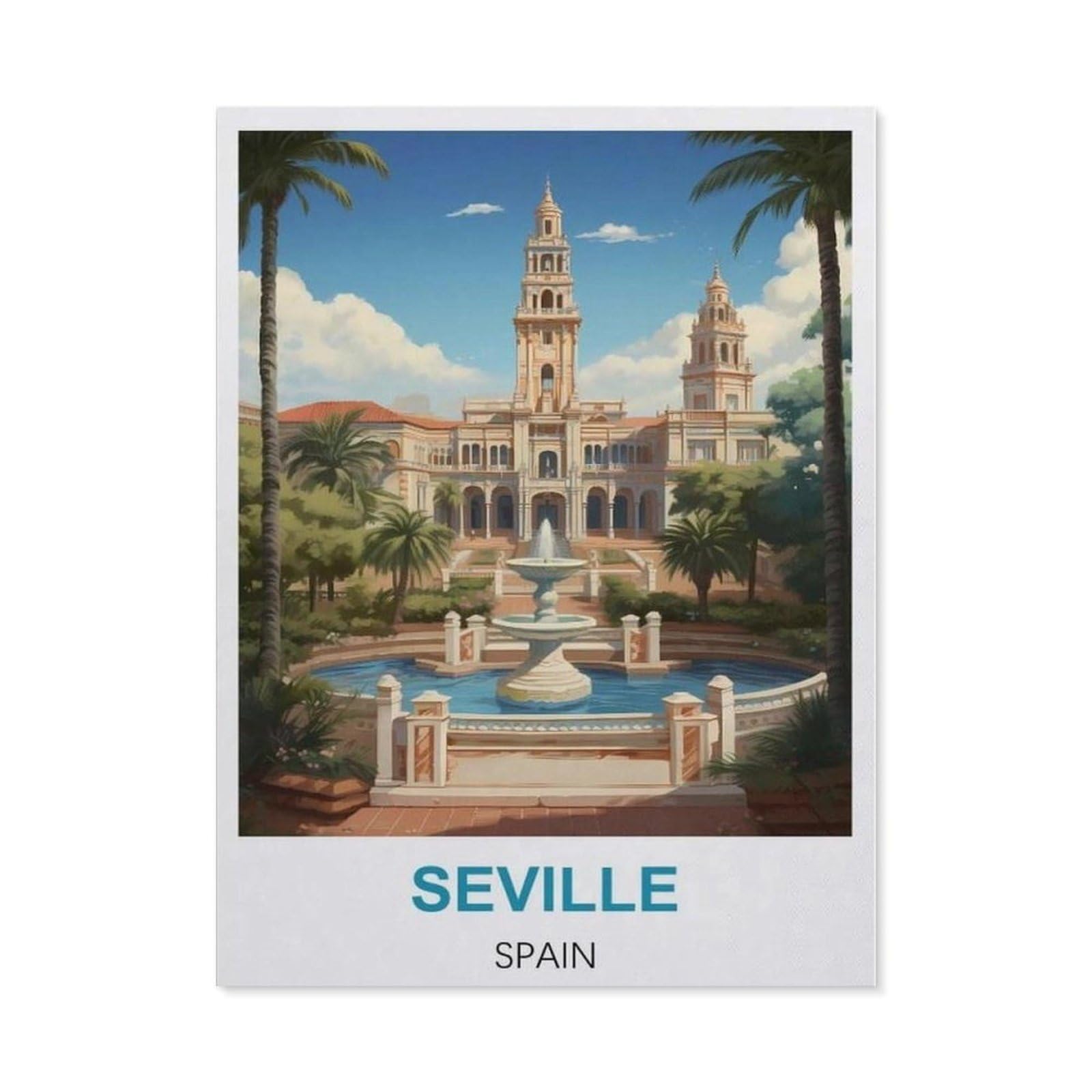 BEAYODKP 5D Diamond Painting，Seville Spain Vintage Travel Poster，Diamond Embroidery Cross Stitch（30 x 40 cm/11.81 x 15.74 inches）-CB91