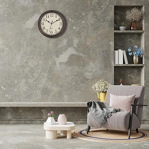 Image of Foxtop 14 Inch Wall Clock Battery Operated Silent Non-Ticking Round Classic Vintage Retro Wall Clock Decorative for Living Room Kitchen Home Office (Bronze)