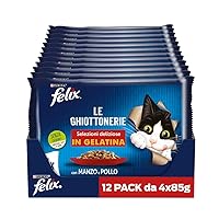 FELIX Le Ghiottonerie - Cibo Umido Gatto Adulto, Bocconcini in Gelatina con Manzo