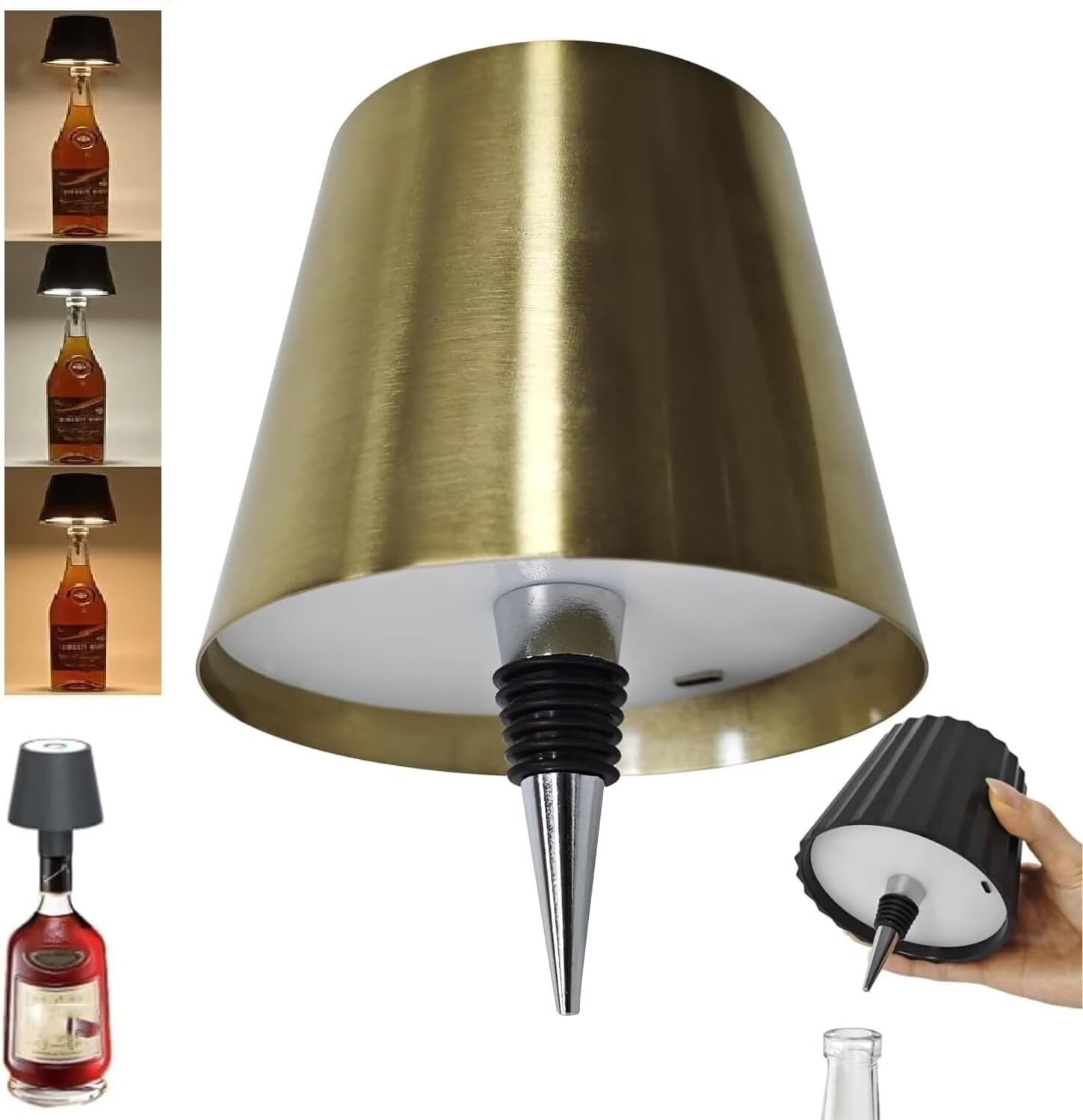 ARRITS Pridola Wireless Bottle Lamp, Portable LED Wireless Wine Bottle Light Head, RGB/3 Color Stepless Dimming Pridola Bottle Lamp, Rechargeable Touch Lamp Bar Lamp for Any Bottle โ image 1