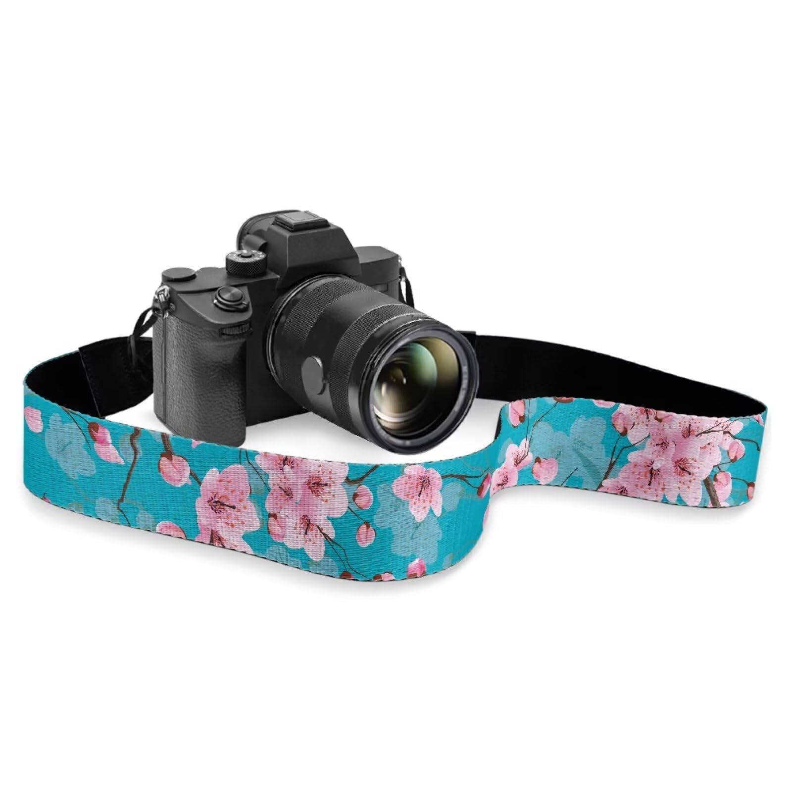 Goncariar Cherry Blossom Camera Neck Strap Blue Camera Strap for Photographers Beautiful Flower Camera Sling Adjustable Camera Shoulder Sling Strap with Quick Release Buckles