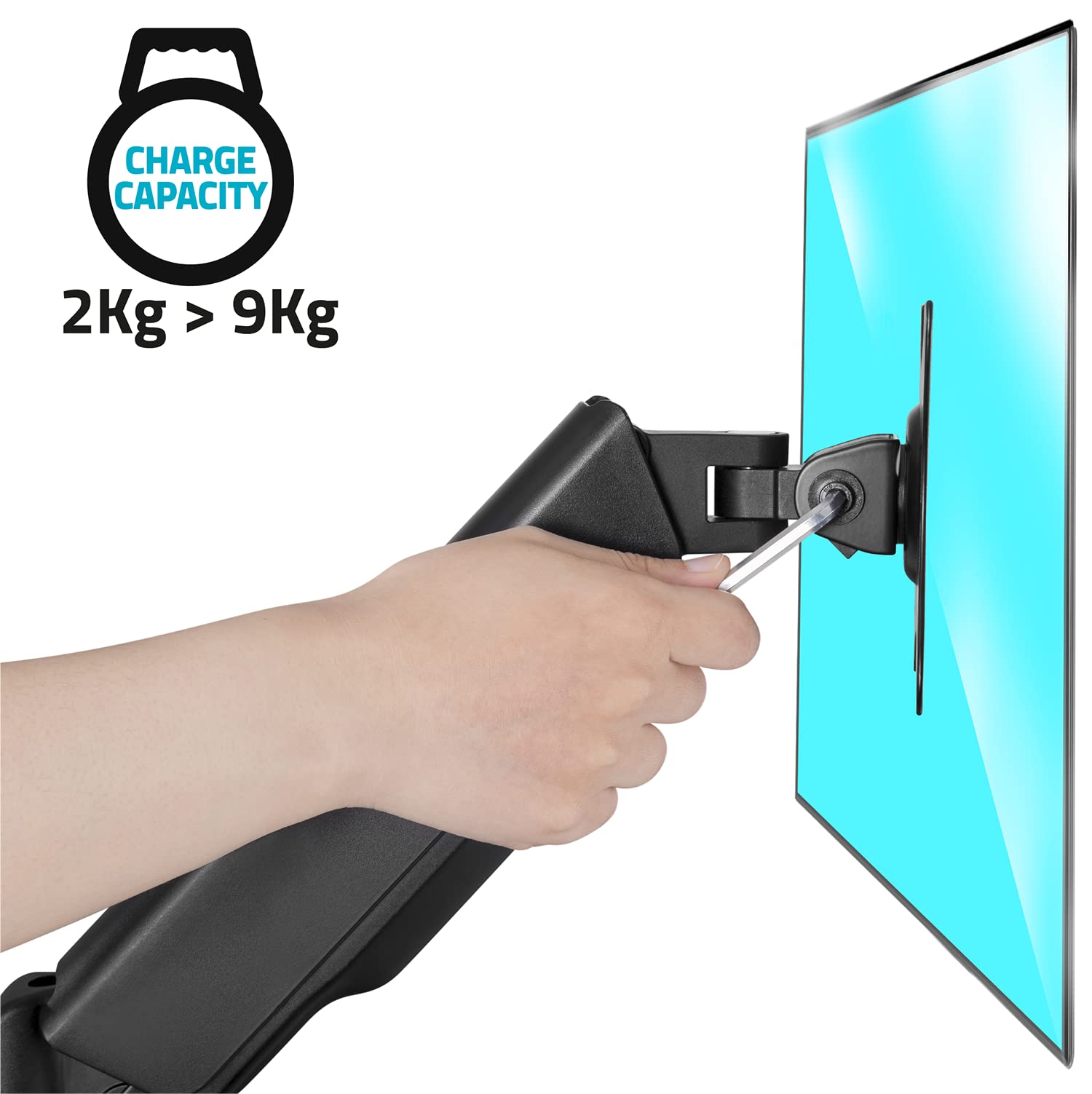 AD ADVANCE - Support Ecran PC Vesa 17 à 32 Pouces | Bras Articulé Ecran PC pour Moniteur | Vérin à gaz | Charge 2 à 9 kg | Hauteur & Inclinaison Ajustable | Rotation à 360