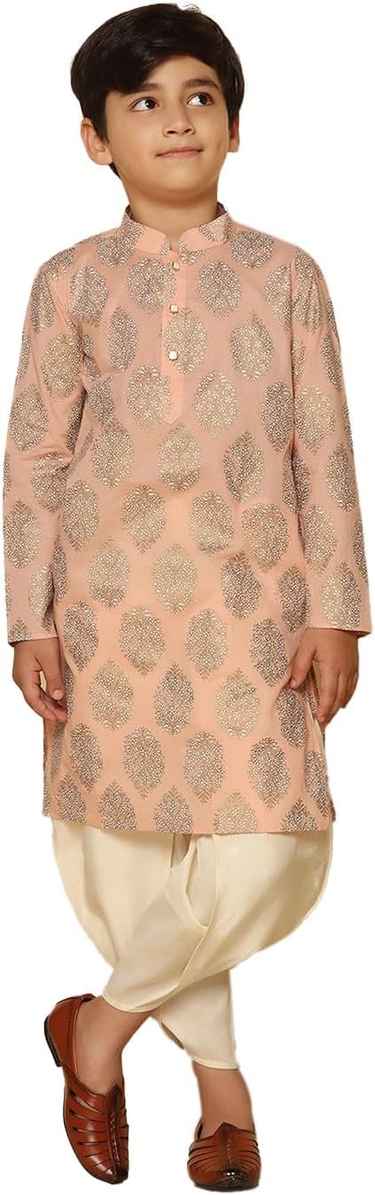 KISAH Boy's Kurta- Regular Fit with Mandarin Collar|Traditional Indian Festive Wear