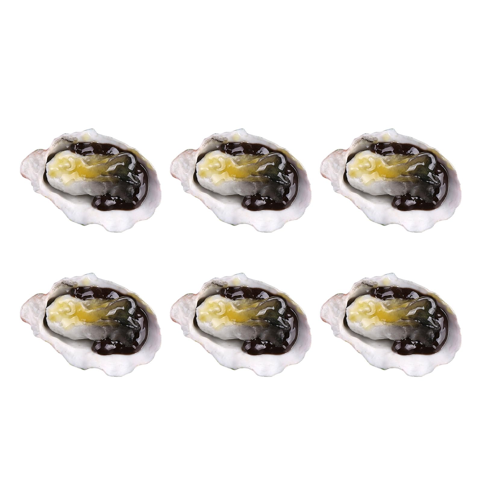 Hsioluted Artificial Grilled Scallops Model Realistic Simulation Roasted Oysters Seafood Model for Decoration Display Props Fake Scallops