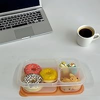 Vista 7 de WEEK NINE Bento - Loncheras reutilizables con 3 compartimentos para la escuela, el trabajo y los viajes, juego de 7