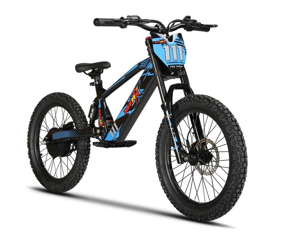 MTR bikes Bicicleta electrica sin Pedales Thunder Pro Ruedas 20” con Suspensión Doble, Frenos Hidráulicos, Batería 36V 7.8Ah | 9–16 Años