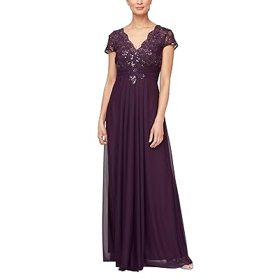 Alex Evenings Long Embroidered A Line Dress Women