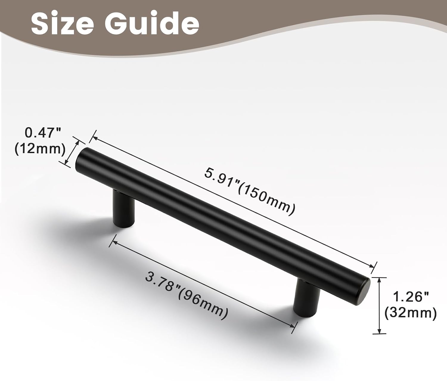 30 Pack 3-3/4Inch Cabinet Pulls,Black Kitchen Cabinet Handles,Bathroom Bedroom Dresser Handles,6" Overall Length