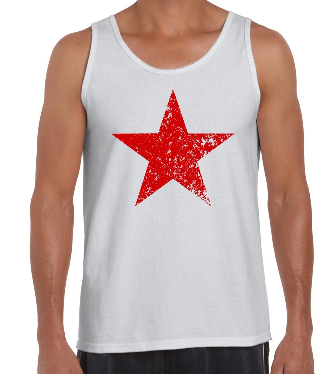 Tribal T-Shirts Men's White Communist Star Cuba Vest Top (Medium, )