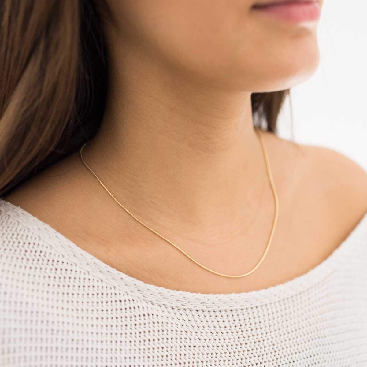 Damen Halskette Silber 925 Gold 1mm Schlangenkette 18K vergoldet K126 | Filigrane Goldkette aus 925 Sterling Silber mit wasserfester Vergoldung in 40-120cm von MATERIA by Matthias Wagner