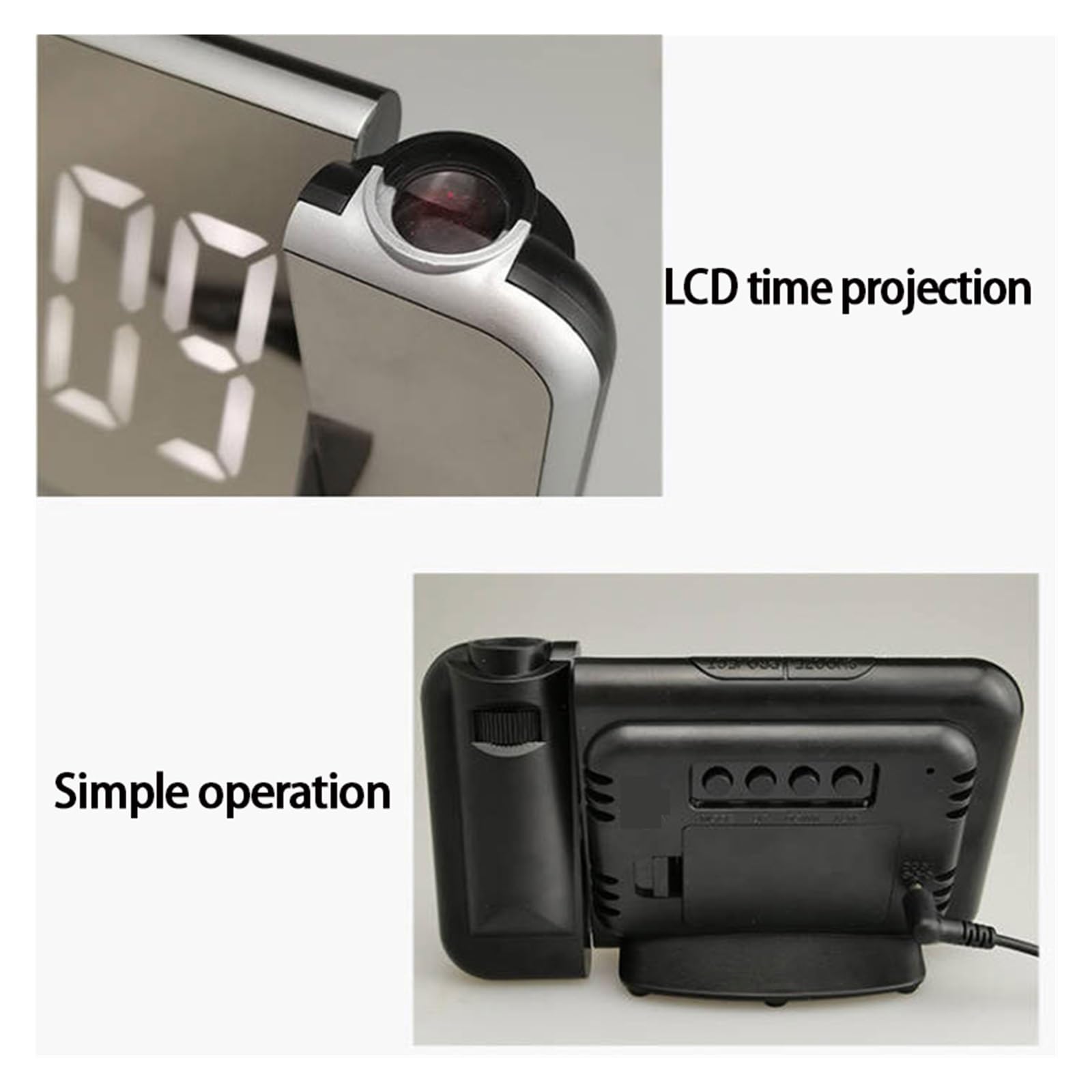 180 ° Drehung LED Digital Projektion Wecker USB Elektronische Decke Projektor for Schlafzimmer Nachttisch Desktop Uhr Klare Projektion(B-Green)