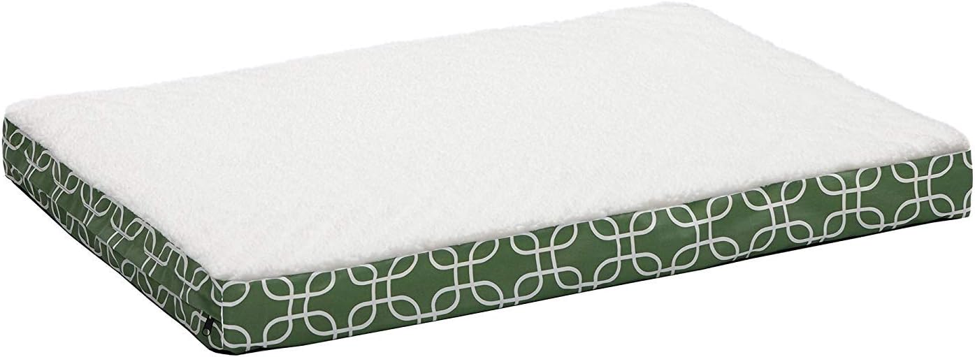 MidWest Homes for Pets Orthopedic Dog Bed w/Removable Dog Bed Cover ft. Teflon Fabric Protector, Large Dog Breed, 30 x 40 Inch, Green/White Geometric Pattern