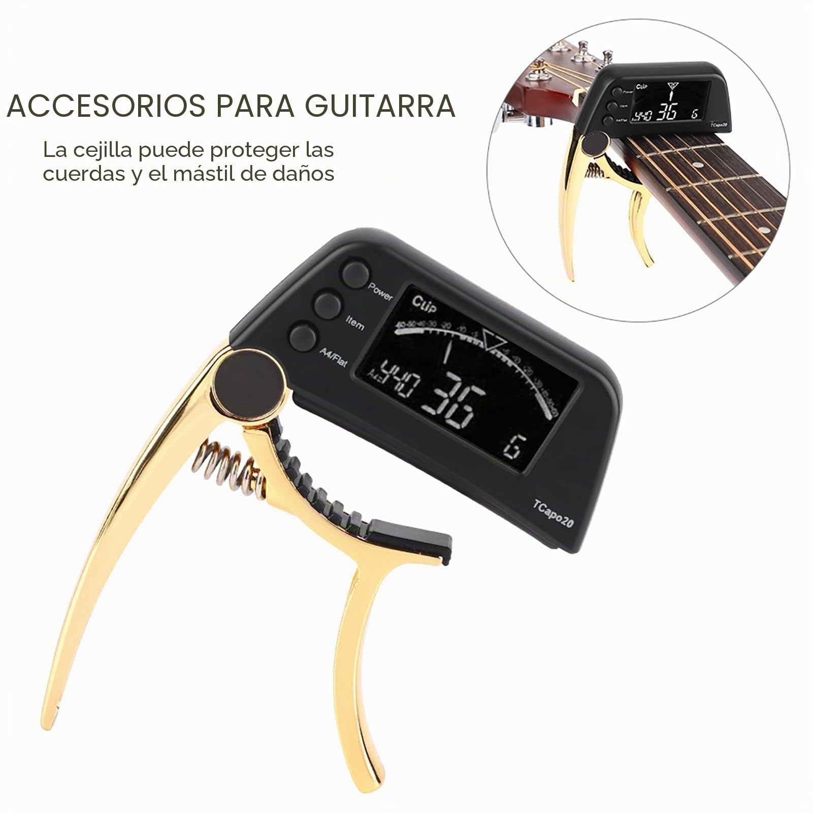 Afinador de guitarra, cejilla de metal, cejilla de metal, afinador de juego combinado, de cambio rpido, electrnica