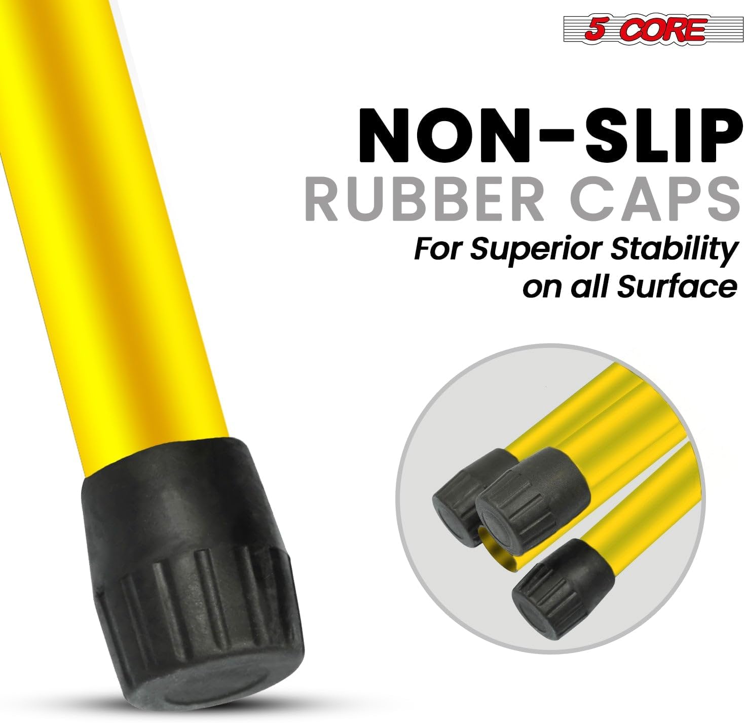 5 Core Speaker Stand Tripod Heavy Duty Adjustable Pair for PA DJ Stage & Event Telescoping Height up to 54″ Universal 35 mm Mount with Carry Bag - SS HD 2 PK 4.5 FT YLW WB