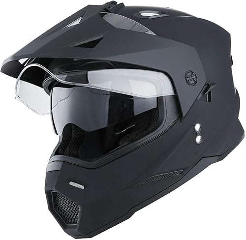 1Storm - Casco deportivo completo para motocross, todoterreno, doble visera, color negro mate