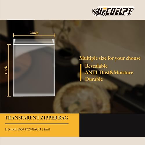 Miniatura 2 de Bolsas de plástico pequeñas de 2 x 3 pulgadas, 1000 mini bolsas, bolsas transparentes para joyería resellables, bolsas transparentes con cierre de