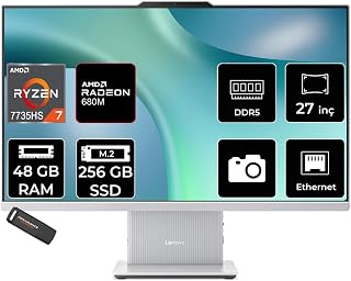 LENOVO IdeaCentre 27ARR9 Ryzen 7 7735HS 48GB 256GB SSD 27" FHD FDOS Gri All in One Bilgisayar