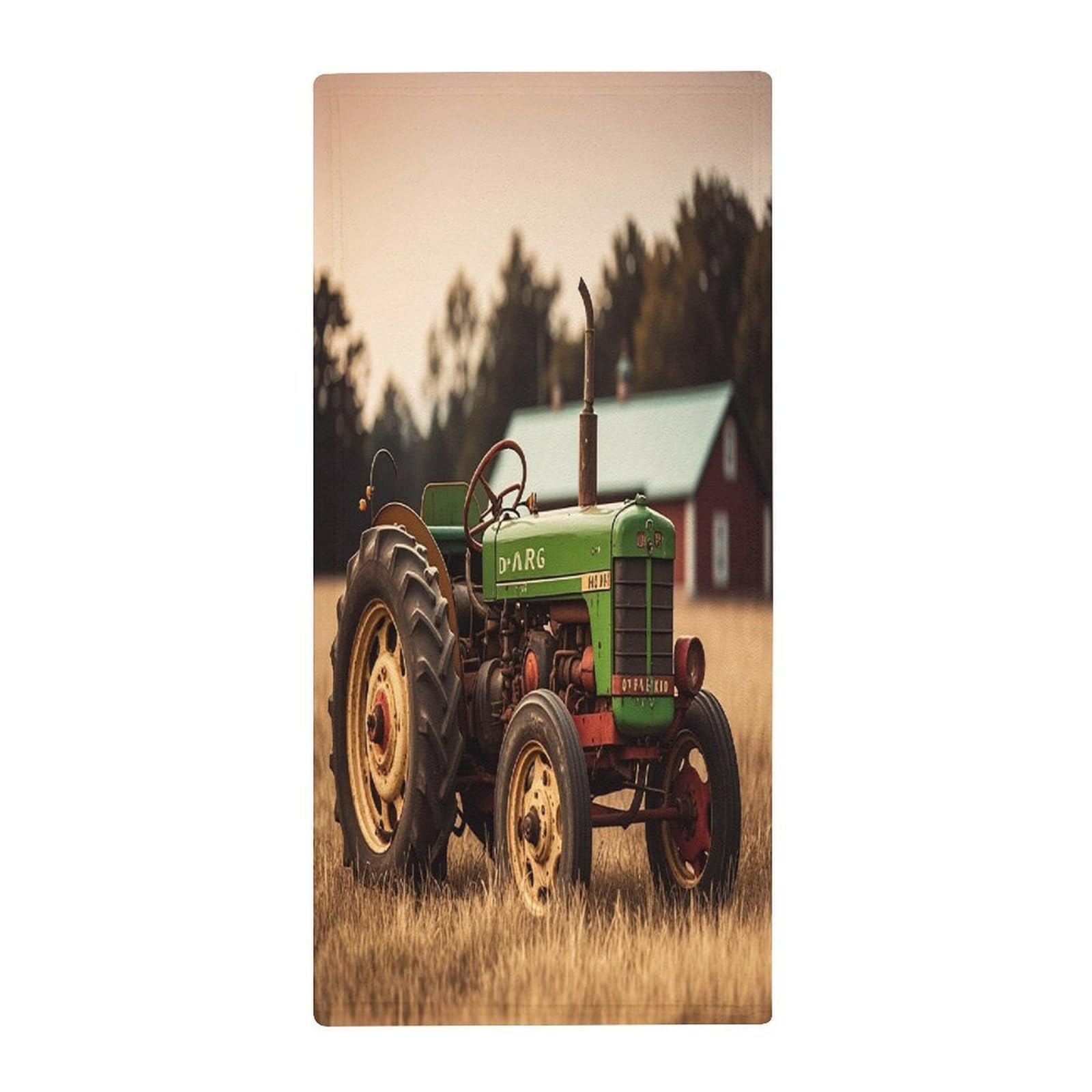 FekiLoot Old Tractor Photo Farm Bath Towel Super Soft Highly Absorbent Bath Towel Fashion Quick Drying Bathroom Towel Soft Large Fingertip Towels for Bathroom Gym Travel Camp Pool