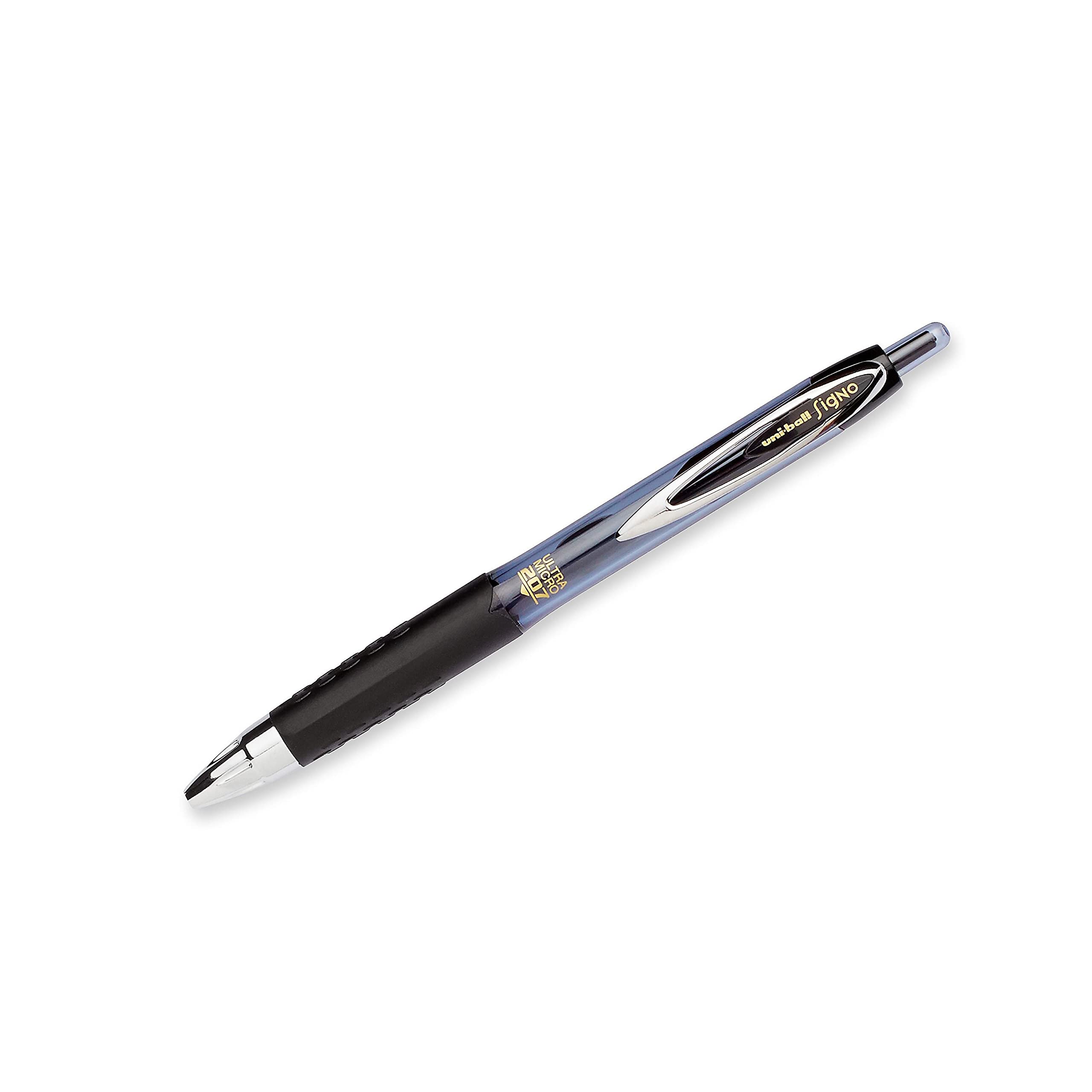 Uni-Ball 207 (TM) Gelstifte, einziehbar, zur Betrugsbekämpfung, Ultra Micro Point, 0,38 mm, durchscheinend schwarze Schädel, schwarze Tinte, 4 Stück