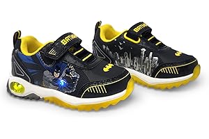 DC Comics Batman Boy's Athletic Light Up Shoes Children W/Adjustable Strap