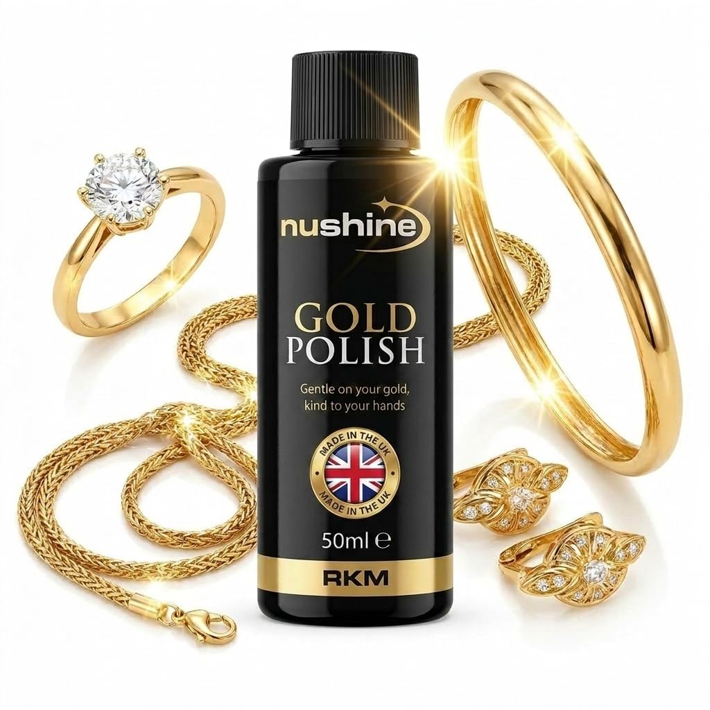 Nushine Gold Polish Gold Cleaner 50ml - (Eco-friendly Formula, Rapid Action, Beautiful Results)