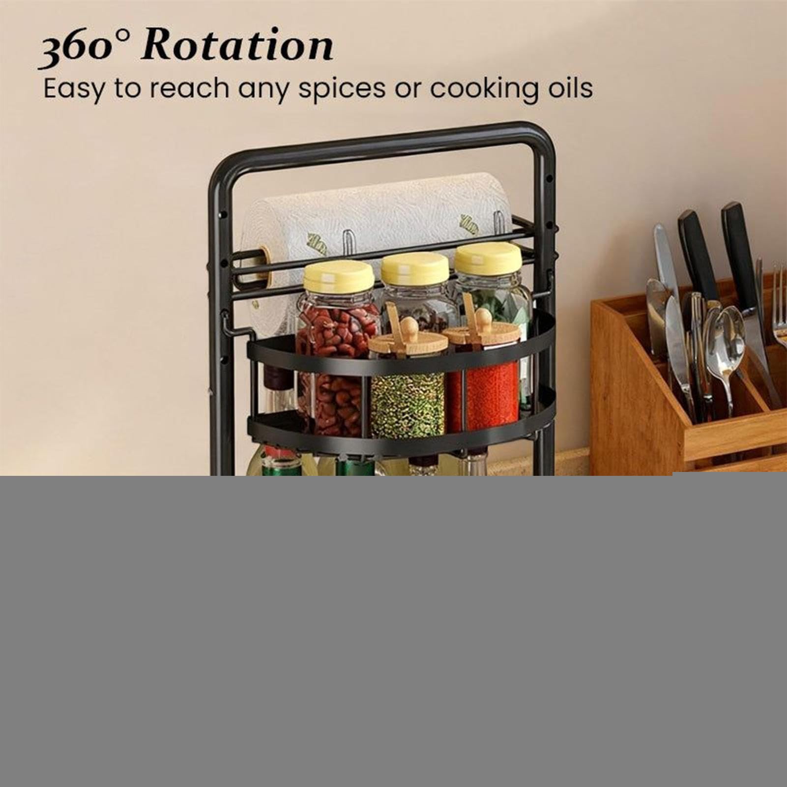 Scaffale Organizzatore Girevole per Spezie Vassoio da Bancone a 2 Livelli | Organizzatore Rotante Per Condimenti Per Barattoli Di Condimenti, Cucina, Armadio, Fornello, Casa, Dispe