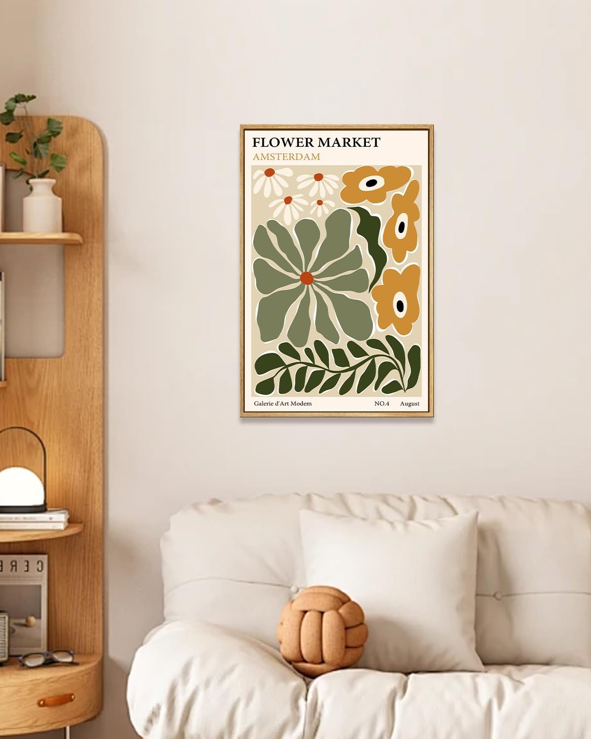 Zzuyi Framed Flower Market Wall Art,Vintage Flower Pictures,Abstract Colorful Flower Painting for Bedroom Living Room Dorm Gallery 16x24 Inch