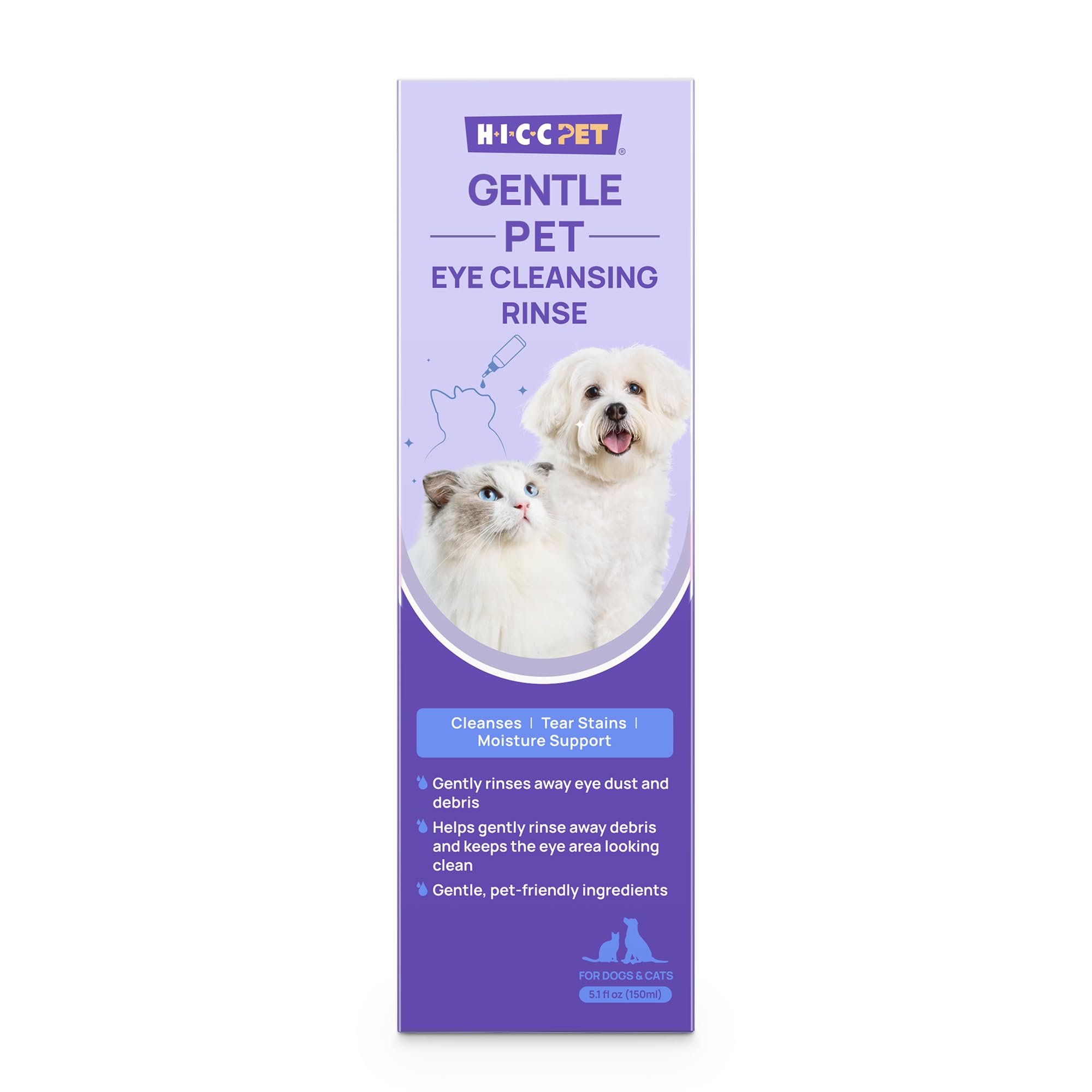 HICC PET Eye Rinse for Dogs and Cats, Gentle Eye Wash for Daily Cleaning, Portable Outdoor Eye Care
