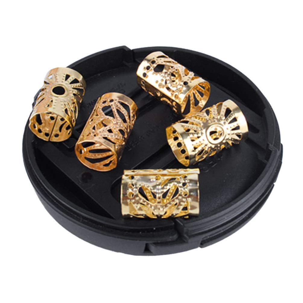 100pcs Dreadlocks Braiding Beads, Silver Gold Hair Coil Dreadlocks Meal Cuffs Tubes DIY Braid Rings for Kid Girl Women Hair Braiding