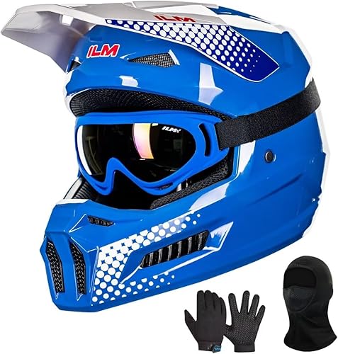 ILM Casco para motocross juvenil, casco ATV para niños, motocross, BMX, motocicleta todoterreno con gafas, guantes, máscara DOT modelo MT601Y