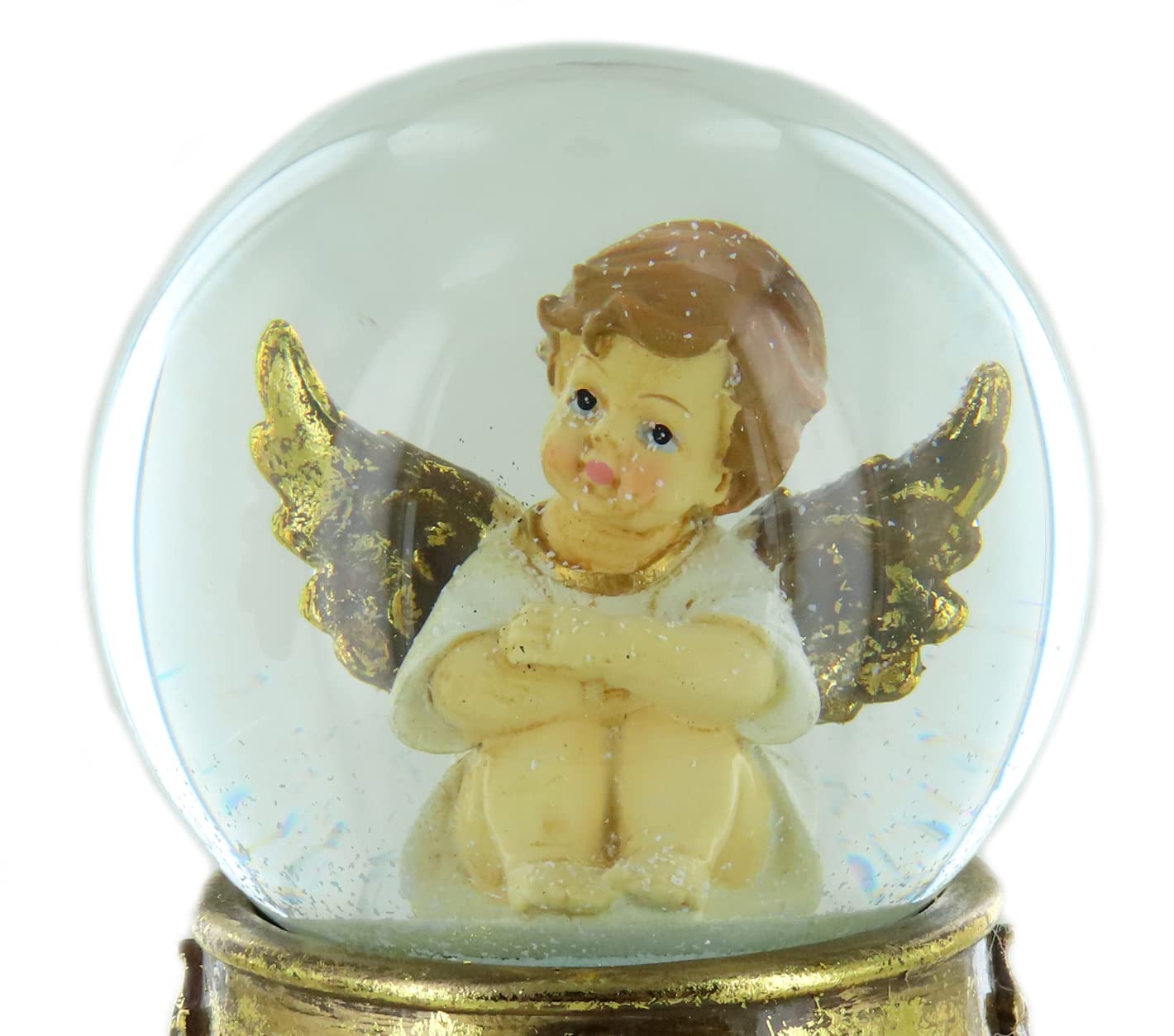 Boule à Neige Musicale animée de Noël avec Globe en Verre, boîte à Musique, Neige, Ange songeur et mécanisme Musical à Ressort de 18 Notes (Réf: 62066) - Ave Maria (Charles Gounod)